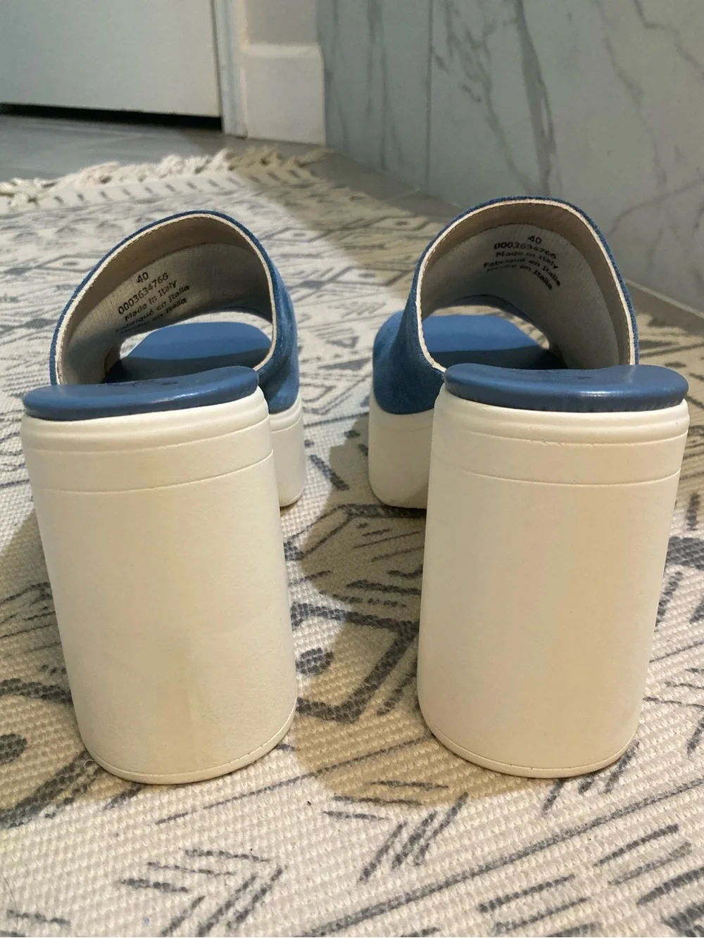 Free People Zoe Blue Suede Slip On Platforms Sz 40